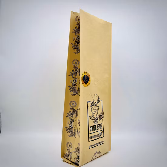 Wholesale Eco-Friendly Food Grade Coffee Tea Powder Nuts Snack Food Peanut Packaging Stand Flat Bottom Bag Biodegradable Brown Kraft Paper Bag with Zipper