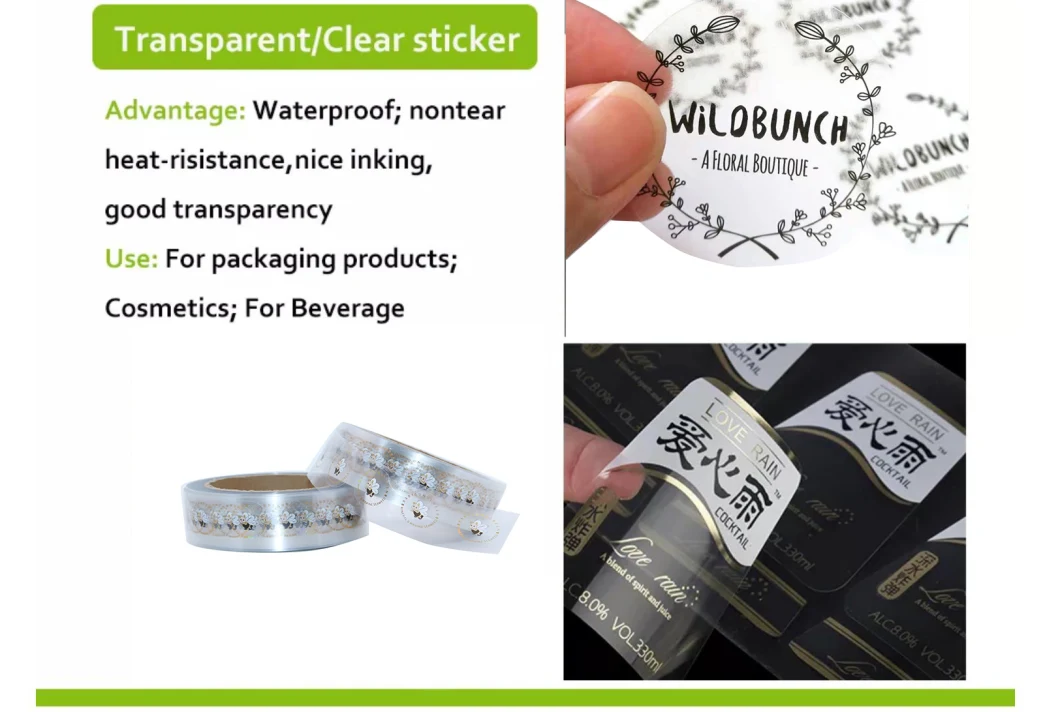 Custom Adhesive Coating Paper Printed Logo Product Packaging Label Printing PVC Paper label Sticker