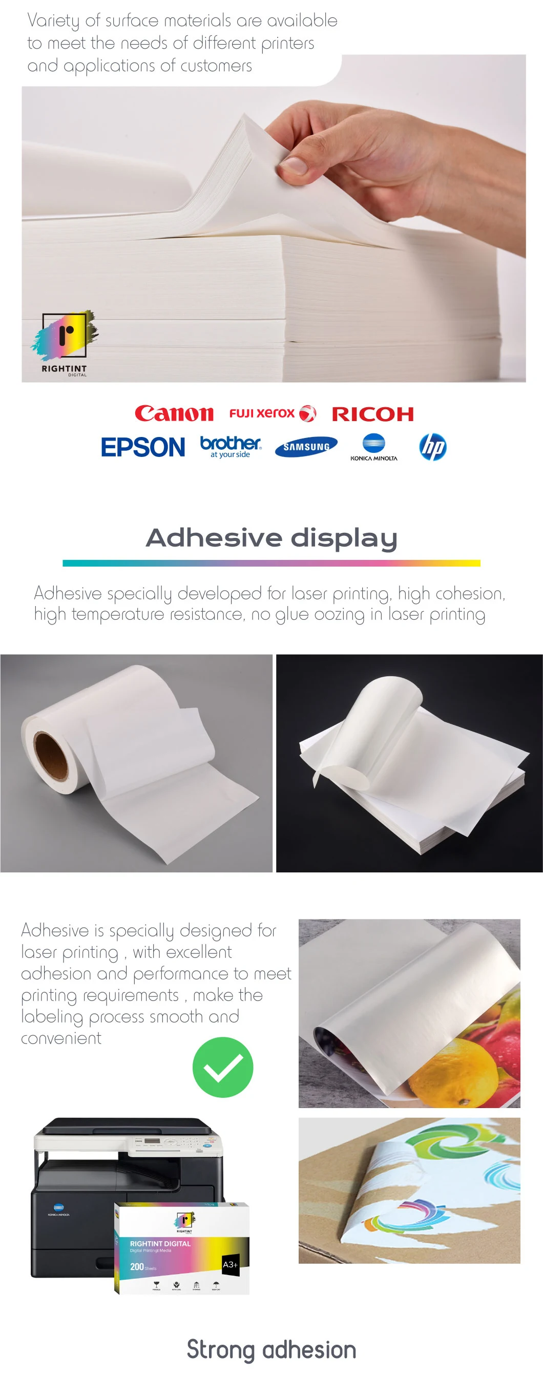 Adhesive Sticker Packaging Film Rightint Carton paper products food labels