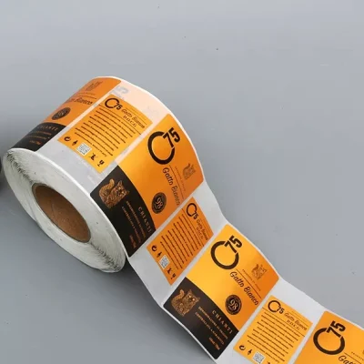 Rollo autoadhesivo mate personalizado, diseño de papel Kraft, embalaje de productos alimenticios, etiquetas adhesivas de impresión