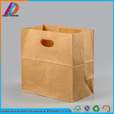 Bolsa de papel Kraft de comida rápida para llevar reciclable para restaurante de venta caliente